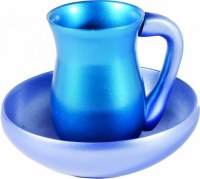 Yair Emanuel Judaica Anodize Aluminum Mayim Achronim Set Turquoise
