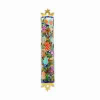 Yair Emanuel Laser Cut Hand Painted Mezuzah Case Large Pomegranates Multicolor 12cm