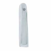 Yair Emanuel Anodized Aluminum Mezuzah Case Large 12CM Thin Curved Silver Shiny