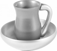 Yair Emanuel Judaica Anodize Aluminum Mayim Achronim Set Silver