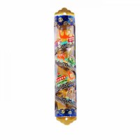 Yair Emanuel Laser Cut Hand Painted Mezuzah Case Large Train Multicolor 12cm