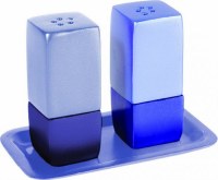 Yair Emanuel Judaica Anodized Aluminum Salt and Pepper Set Square Blue