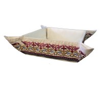 Yair Emanuel Judaica Embroidered Folding Basket Oriental Red