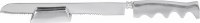 Yair Emanuel Judaica Anodized Aluminum Serrated Knife and Stand Silver Shiny
