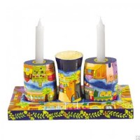 Yair Emanuel Wooden Shabbat and Havdallah Set - Jerusalem