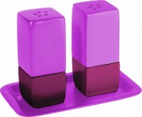 Yair Emanuel Judaica Anodized Aluminum Salt and Pepper Set Square - Pink
