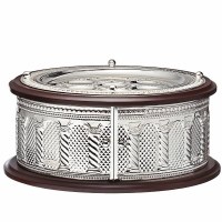 Seder Plate Kaarah 3 Tiered  Wood and Silver Plated Royal Pillars Design