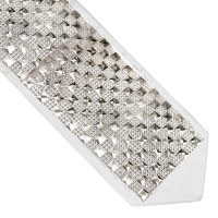 Atara Silver Colored Squares and Rhinestones Checkerboard Design