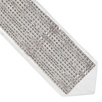 Atara Silver Colored Squares and Big Rhinestones Striped Design
