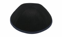 iKippah Black Linen with Gray Rim Size 2