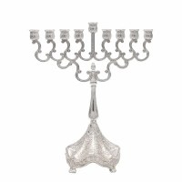 Silver Plated Candle Menorah Filigree Design 8"