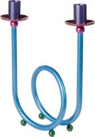Yair Emanuel Anodized Aluminum Spiral Candlesticks - Multicolor