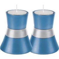 Yair Emanuel Anodized Aluminum Small Candlesticks - Blue