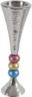 Yair Emanuel Anodized Aluminum Candlesticks Beaded Stem Sillver Multicolor