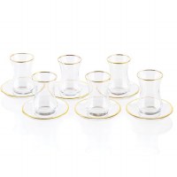 Glass Cups & Saucer Gold R 12