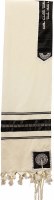 Tallit Wool Black & Silver Embroidered Corners #GSR8