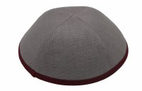 iKippah Grey Linen Maroon Rim Size 2
