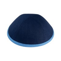 iKippah Navy Linen with Sky Blue Rim Size 2