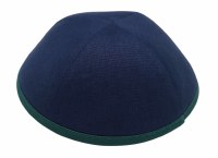 iKippah Navy Linen with Green Rim Size 3