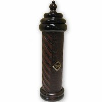Megillah Holder Antique Brown Leather and Wood Crown 8"