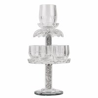 Crystal Kiddush Fountain Large Kiddush Cup with 6 Small Cups Crushed Gemstones Silver 11.75"