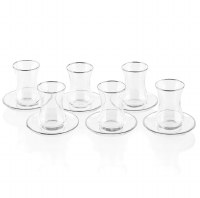 Glass Cups & Saucer Silv R 12