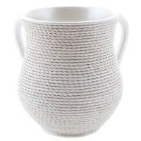 Polyresin Washing Cup with White Weave Design