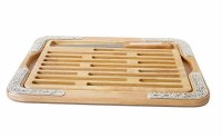 Wood Challah Board with Knife and Removeable Insert