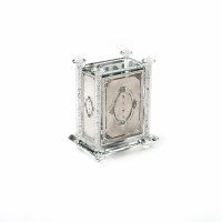Crystal Tzedakah Box Plated with Silver Color Plate and Crushed Glass Filled Stems