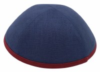 iKippah Navy Linen with Maroon Rim Size 4