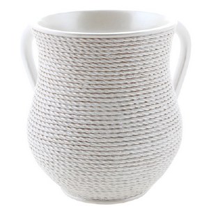 Polyresin Washing Cup with White Weave Design