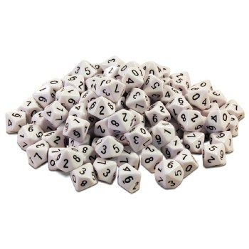 10 Sided Dice 0-9 (white)