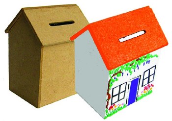 Wooden House Money Box