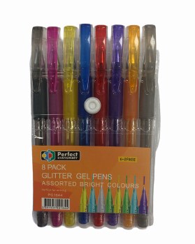 Gel Pens (8's) - Asst Glitter