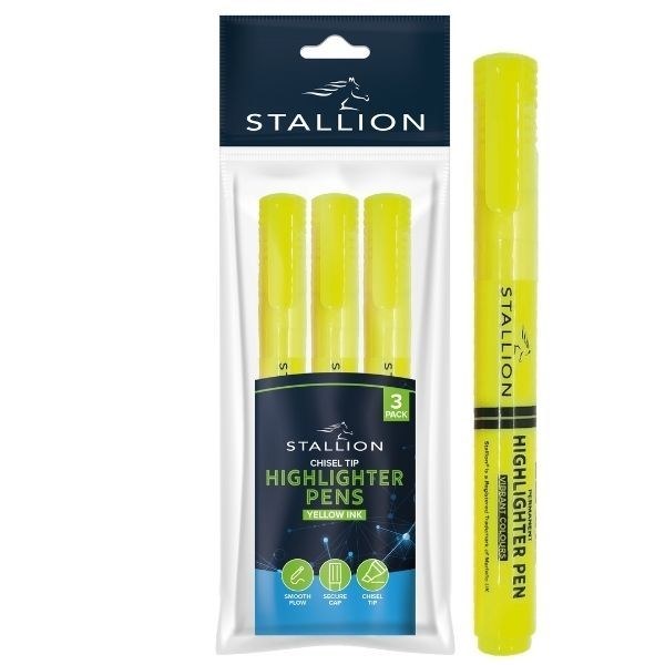 Stallion Hi-Lighters - 3pk Yel