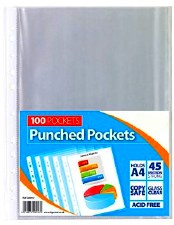 A4 Plastic Clear Pockets 100