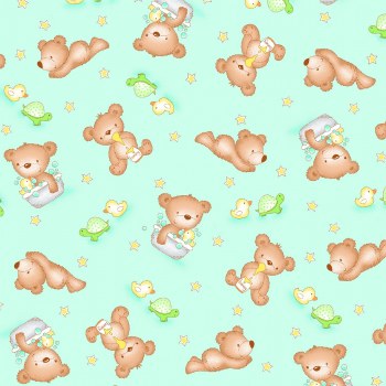 Comfy Flannel Baby Bear Teal