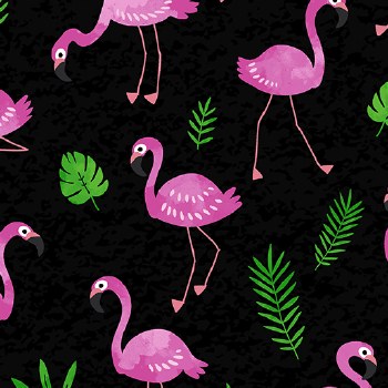 Tropical Flamingo Frenzy Black
