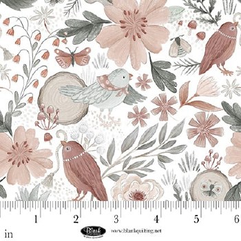 Petals & Pewter Birds White