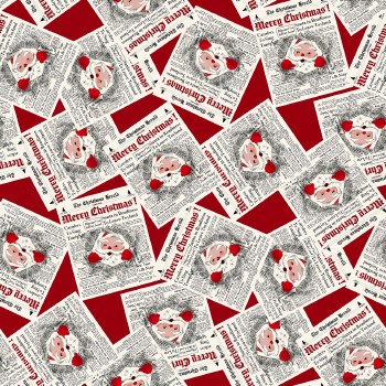 Santa's Coming Newsprint Red