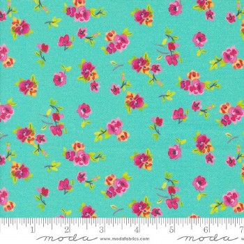 Flower Patches Chintz Aqua