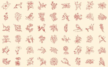 Redwork Gatherings Panel Cream