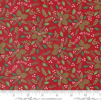 Woodland Winter Pinecones Red