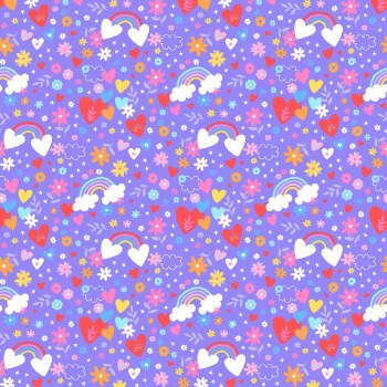 Playtime Flannel Hearts Violet