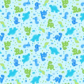 Playtime Flannel Dinos Aqua