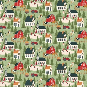 Prairie Christmas Scene Green