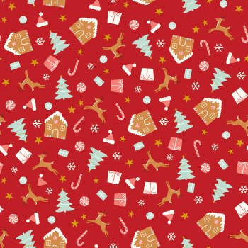 Flannel Christmas Icons Red
