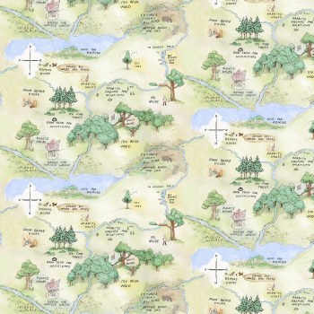Classic Winnie the Pooh Minky Map Green