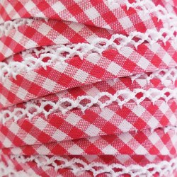 Crochet Bias Trim Red Check