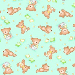 Comfy Flannel Baby Bear Teal